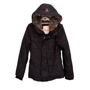 Aritzia TNA Niseko Heritage Series Parka Jacket Women Small Black Faux Fur Lined
